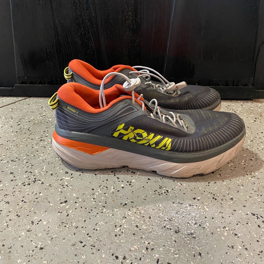 Hoka Men's Charcoal and Tangerine Athletic Shoes